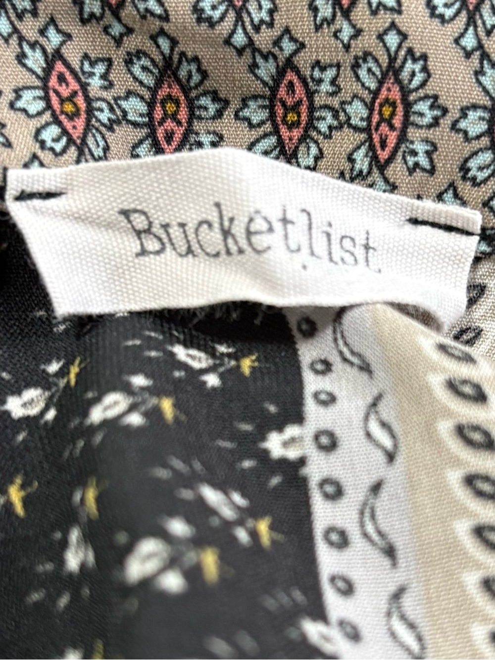 Bucketlist Patchwork Paisley Boho Button Down Blouse Mustard L - Picture 8 of 9